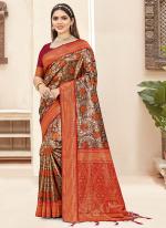 Silk Red Festival Wear Weaving Saree